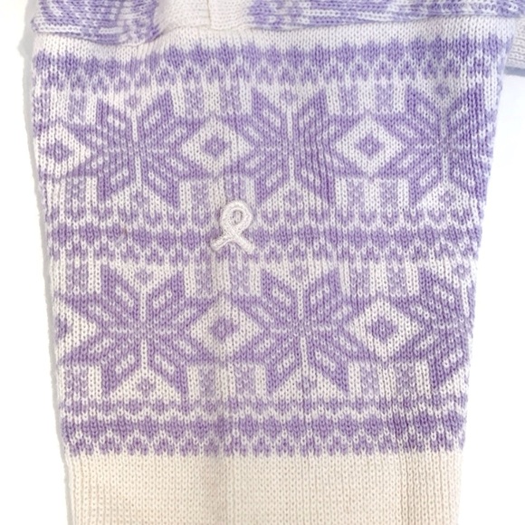 Demetre Wool Fair Isle Sweater Nordic Purple Creme Snowflake Ski Vintage Ribbon - Picture 3 of 8